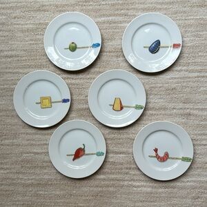 Crate & Barrel Tidbits Set of 6 Appetizer Plates 6½" by Nancy Green Porcelain